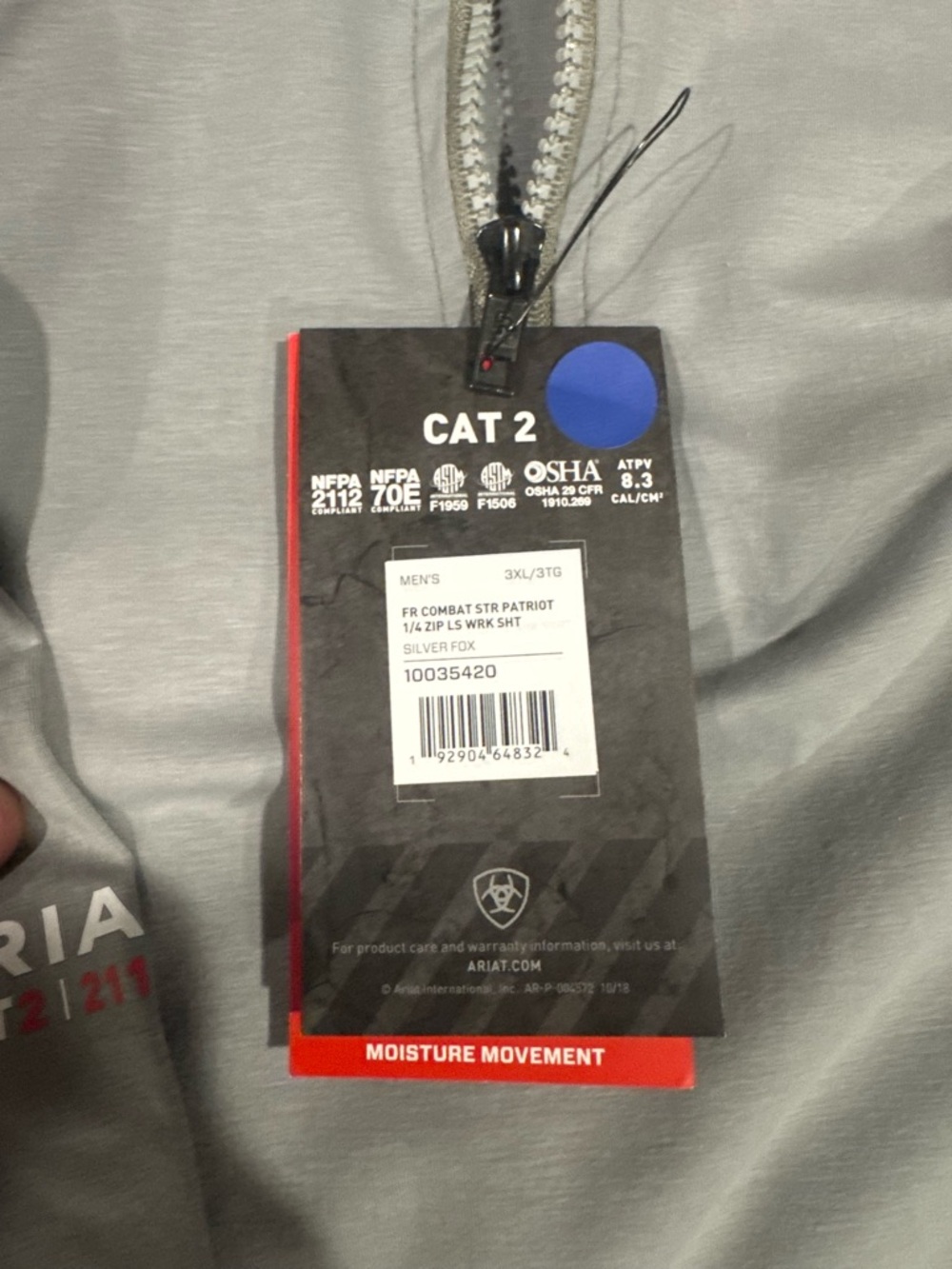 Ariat Gray FR Work Quarter-Zip Shirt